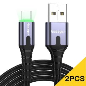 Essager Two-pack USB Type C Cable 1m Fast Charge Wire Cord USBC Type-C Cable For Xiaomi Redmi Samsung Mobile Phone USB-C Charge