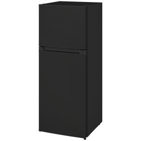 Small Fridge with Freezer, 4 Cu Ft Refrigerator with Reversible Doors, Black