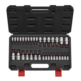 VEVOR Torx Bit Socket Set, 34-Piece Solid Star and Tamper Proof T6-T70, S2 Alloy Steel and Cr-V Steel, 1/4 in, 3/8 in, and 1/2 in Drives