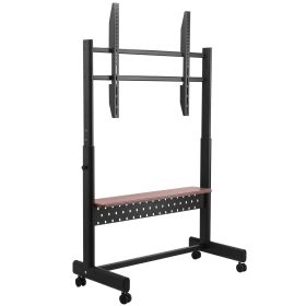 VEVOR Rolling TV Stand, Mobile TV Cart for 55-100 Inch Screens, Height Adjustable Portable Monitor Stand with Tray
