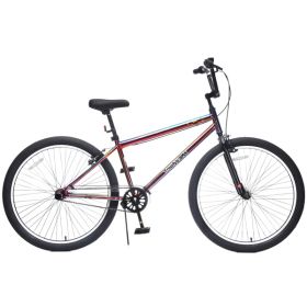 26 Inch Freestyle Bike for Teens, Steel Frame Single-Speed Bicycle with 2 Pegs , Front Caliper Brake and Rear V Brake