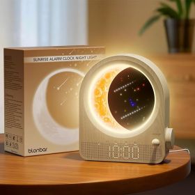 Sunrise Alarm Clocks for Bedrooms, Stepless Dimmable Moon Lamp Dual Alarm Clock Wake Up Light with 12Levels Volume for Heavy Sleepers