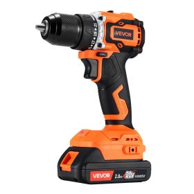 VEVOR Cordless Drill Driver, 1/2 inch Metal Chuck, Brushless Motor, Dual-Speed Variable, Drill Driver Kit with Lithium Battery and Charger, Tool