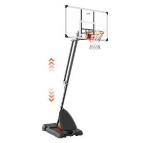 VEVOR Basketball Hoop, 7.6-10 ft Adjustable Height Portable Backboard System, 54 inch Basketball Hoop & Goal, Kids & Adults Basketball Set with W