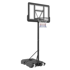 VEVOR Basketball Hoop, 4-10 ft Adjustable Height Portable Backboard System, 44 inch Basketball Hoop & Goal, Kids & Adults Basketball Set with Whe