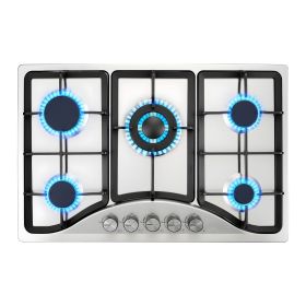 VEVOR 30-inch Gas Cooktop, 5 Burners Built-in Gas Stove Top, Max 12250BTU NG/LPG Convertible Stainless Steel Natural Gas Hob
