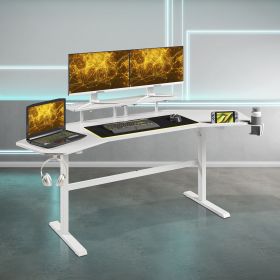Techni Sport TS911D Gaming Desk with Shelves & Accessory Holder, White