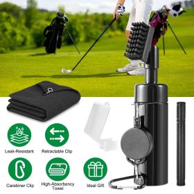 3 In 1 Golf Club Cleaning Kit Golf Club Cleaner Brush with 5Oz Water Bottle Retractable Clip Groove Sharpener Golf Towel Gift for Golfers