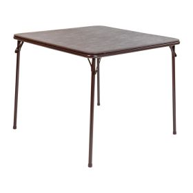 Vinyl-Covered Padded Folding Card Table for Game Rooms and Banquets, Brown