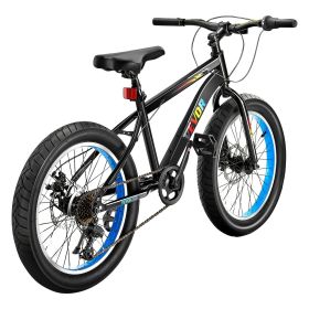 VEVOR Mountain Bike, 20 inch MTB Bicycle with 7 Speeds SHIMANO Twist Shifting, Comfort Saddle, Dual Disc Brakes, High Carbon Steel Frame