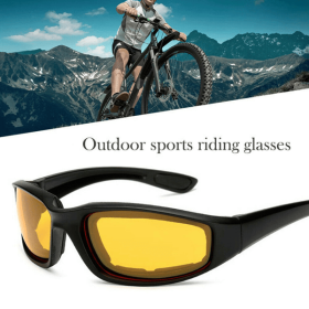 1 pairs Motorcycle Sports Biker Riding Glasses Wind Resistant Eye Protection Sports Goggles Cycling Glasses Sunglasses Yellow Color(TK/TMEU for s