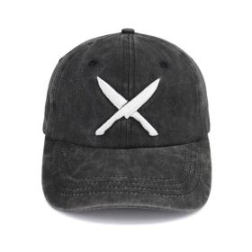 2pcs Knives Black Hat For Women Men, Adjustable Embroidered Wash Cotton Baseball Cap (Option: 1pcs)