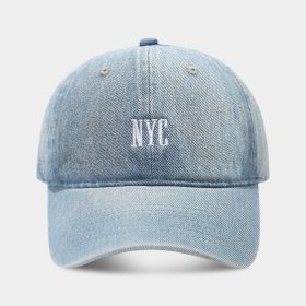 American Retro Denim Alphabet Peaked Cap (Option: Light Blue-Adjustable)