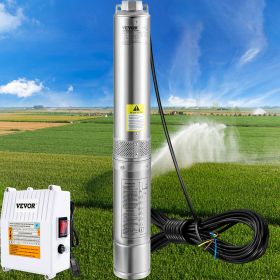 Deep Well Submersible Pump, 3HP 230V/60Hz, 37GPM 640 Ft Head, With 33 Ft Cord & External Control Box, 4 Inch Stainless Steel Water Pumps For Indu (Option: Natural)