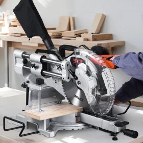 Sliding Compound Miter Saw 12-In Blade 15 Amp Motor Corded Double Bevel 60-Tooth (Option: Metallic)