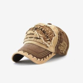 Embroidered Men's Outdoor Leisure Tiger Head Sun Hat (Option: COFFEE)