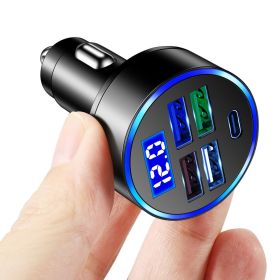 PD USB Car Charger Fast Charging Type C USB Phone Adapter in Car For iPhone 13 Pro Xiaomi Huawei Samsung Car Quick Charger (Ships From: China, Plug Type: 4U and 1PD Black)