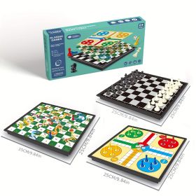 3 In 1 Game Magnetic Travel Chess Game, Foldable Portable Chess Board Game for Kids, Entertaining Road Trip Toys, Travel Games (Style: NO-118)