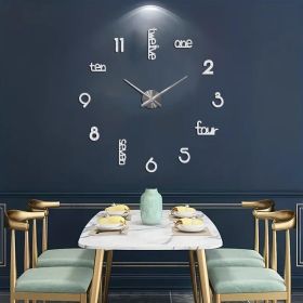 Large Modern Art Deco Wall Clock Silent Acrylic Unique Decorative Wall Clocks for Living Room Bedroom Home Office Hotel Classroom (Black) (Color: silvery)