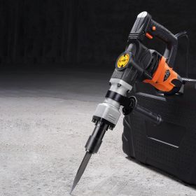 Demolition Jack Hammer Concrete Breaker 1400W Electric Hammer 2 Chisel Bit (Option: Orange)