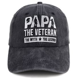 Papa Hats For Dad Birthday Gifts, Adjustable Embroidered Wash Cotton Baseball Cap (Option: Black)