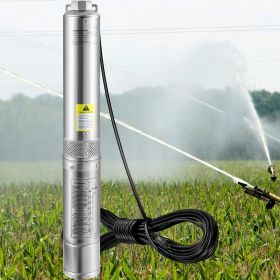 Deep Well Submersible Pump, 1HP 115V/60Hz, 37gpm Flow 207ft Head, With 33ft Electric Cord, 4" Stainless Steel Water Pump For Industrial, Irrigati (Option: Natural)