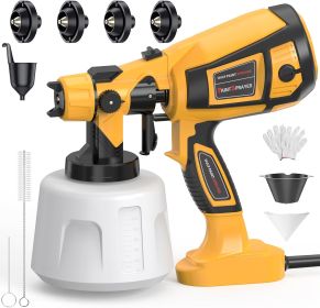 1000W Powerful HVLP Spray Gun Electric With 4 Nozzles - Perfect For House, Furniture, Cabinets, Walls, Doors, Fences - High Efficiency & Easy Cle (Option: Yellow)